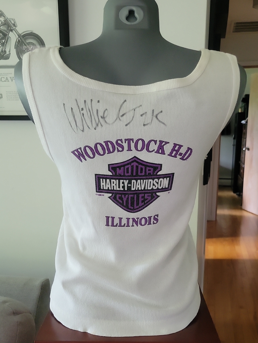 Harley-Davidson AUTOGRAPHED BY WILLIE G Tank Top Large White